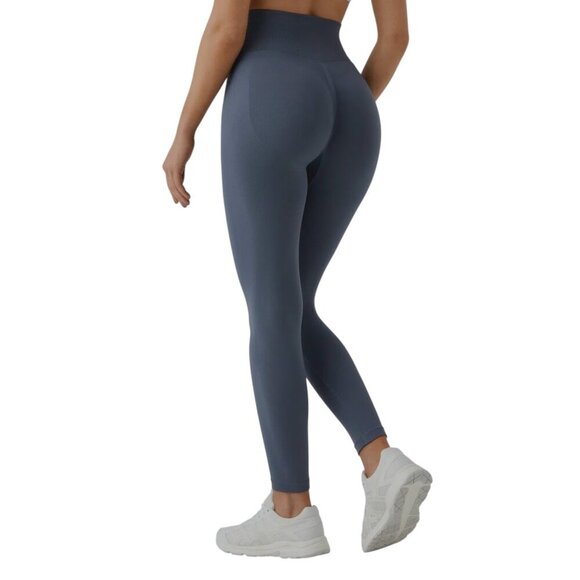 HALARA Pants - HALARA Seamless Flow High Waisted Ruched Plain Leggings indigo Medium